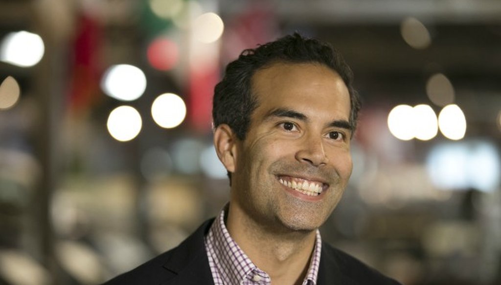 In a mailer, Texas Land Commissioner George P. Bush (shown here touring a museum in April 2017) called himself a retired Navy officer. PolitiFact Texas found this claim False (PHOTO: RALPH BARRERA/AUSTIN AMERICAN-STATESMAN).