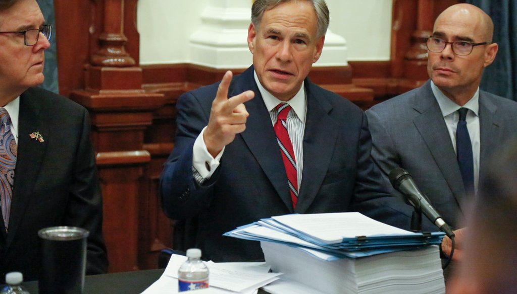 Texas Gov. Greg Abbott speaks at a commission meeting at the Texas Capitol. [JAMES GREGG/AMERICAN-STATESMAN]