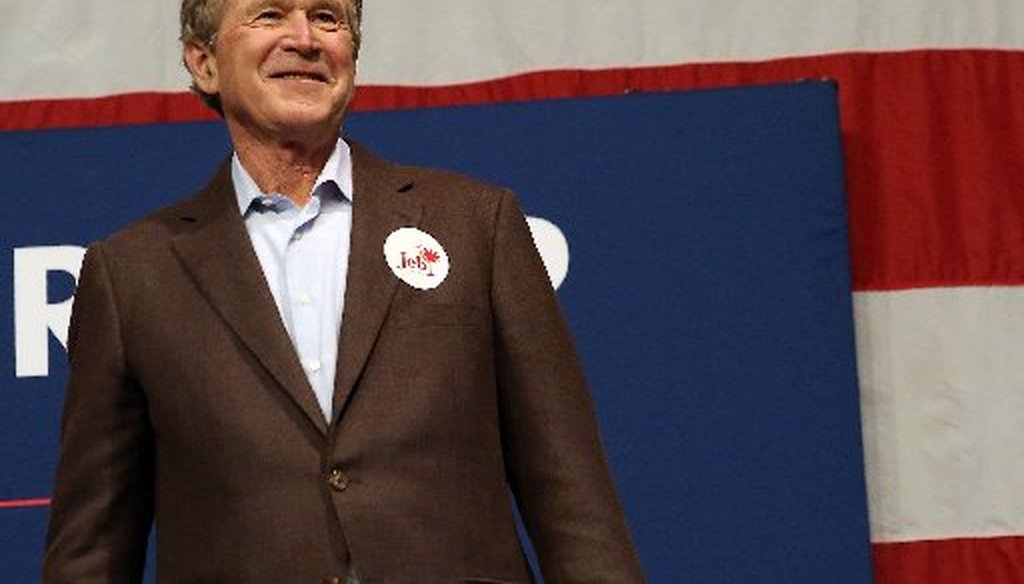 President George W. Bush, who stumped Feb. 15, 2016, for his brother, former Florida Gov. Jeb Bush, has his own somewhat fading Truth-O-Meter record (Getty Images/Spencer Platt).