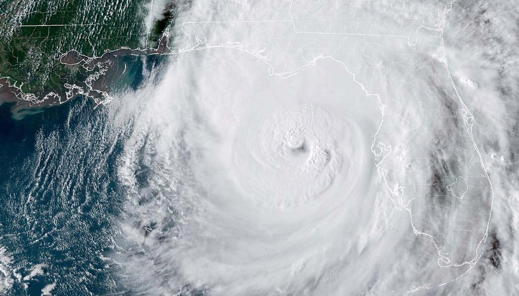 This GeoColor satellite image taken at 5:46 p.m. EDT Sept. 26 2024, and provided by National Oceanic and Atmospheric Administration (NOAA) shows Hurricane Helene in the Gulf of Mexico moving toward Florida. (NOAA via AP)