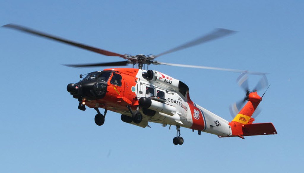 Coast Guard rescue helicopter, on a mission in Rhode Island in 2013.