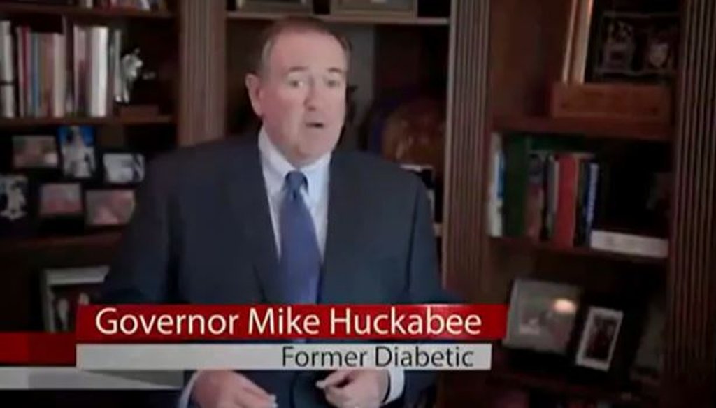Former Arkansas Gov. Mike Huckabee endorsed the Diabetes Solution Kit in an infomercial for Barton Publishing. (Screenshot)