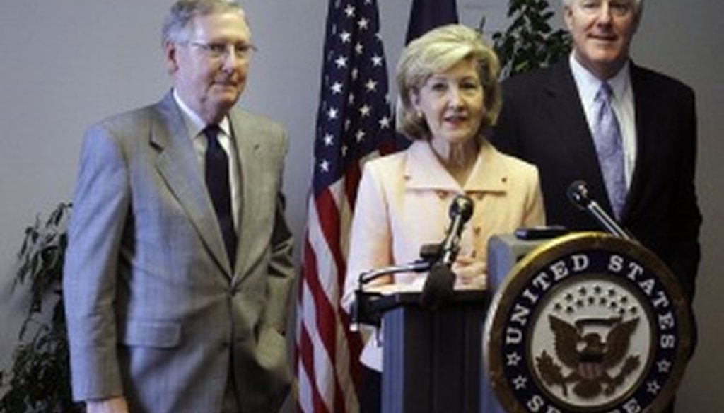 In March, U.S. Sen. Kay Bailey Hutchison, R-TX, said she had decided not to step down and would finish her Senate term. 