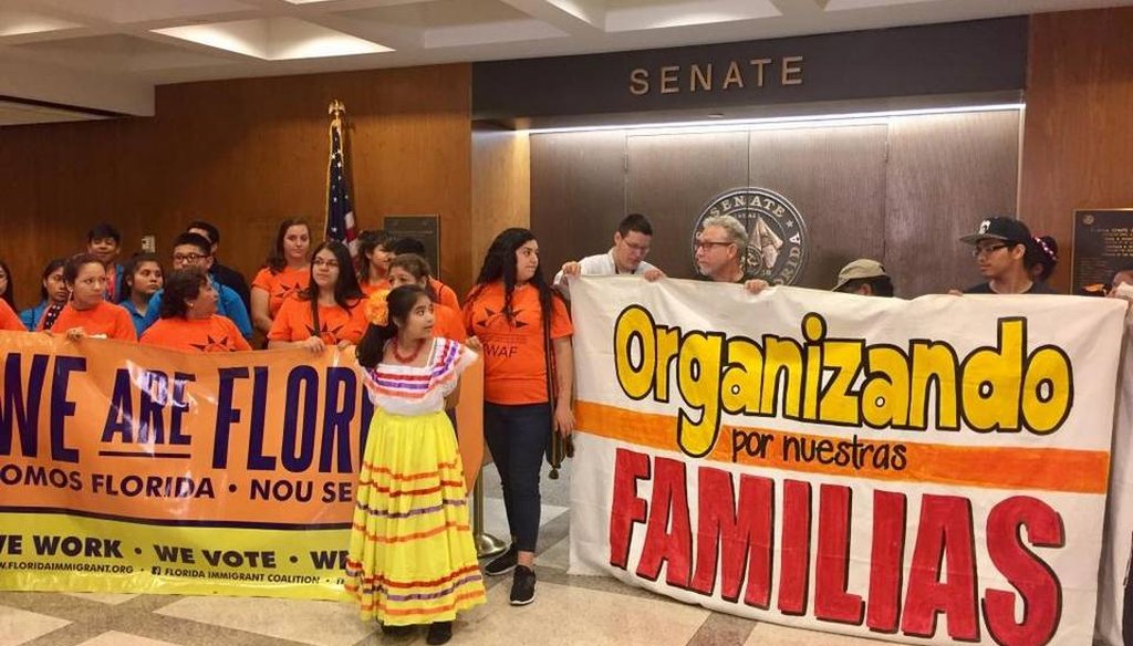 Dozens of immigrant advocate groups gathered at the Florida Capitol for a press conference on Tuesday, March 28, 2017 to oppose anti-immigrant bills lawmakers are considering this spring. (Miami Herald)
