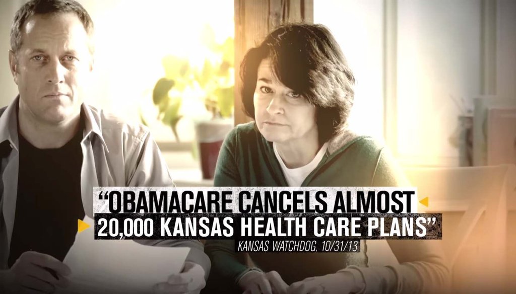 A recent video by Sen. Pat Roberts, R-Kan., attacks his opponent, independent Greg Orman, and says 20,000 Kansans lost their insurance because of the Affordable Care Act. 