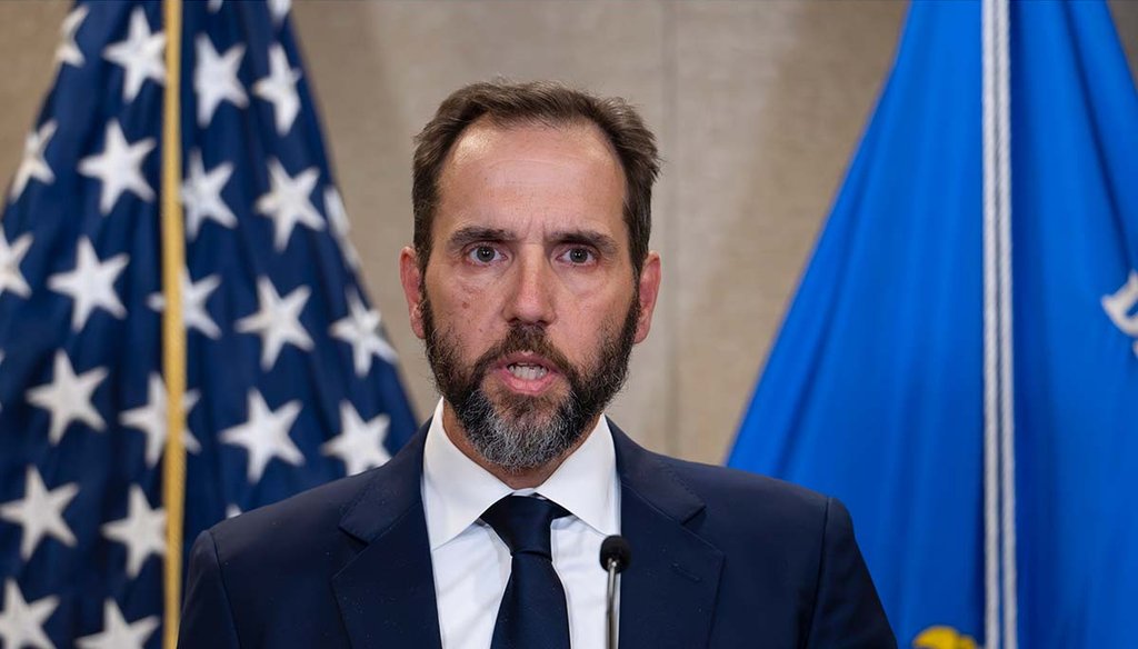 Special Counsel Jack Smith speaks to the media about an indictment of former President Donald Trump on Aug. 1, 2023, at an office of the Department of Justice in Washington. (AP)