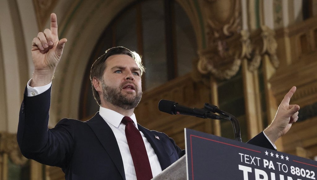 Sen. JD Vance, R-Ohio, the 2024 Republican vice presidential nominee, speaks Oct. 17, 2024, at a campaign event in Pittsburgh. (AP)