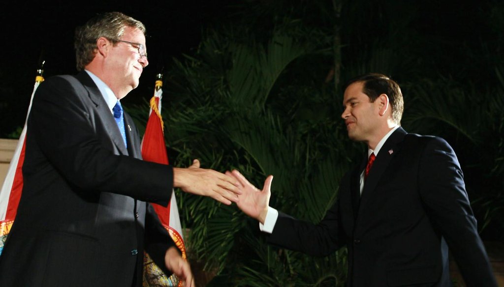 Former Florida Gov. Jeb Bush and U.S. Sen. Marco Rubio competed in the 2016 presidential primary. (File: Getty)