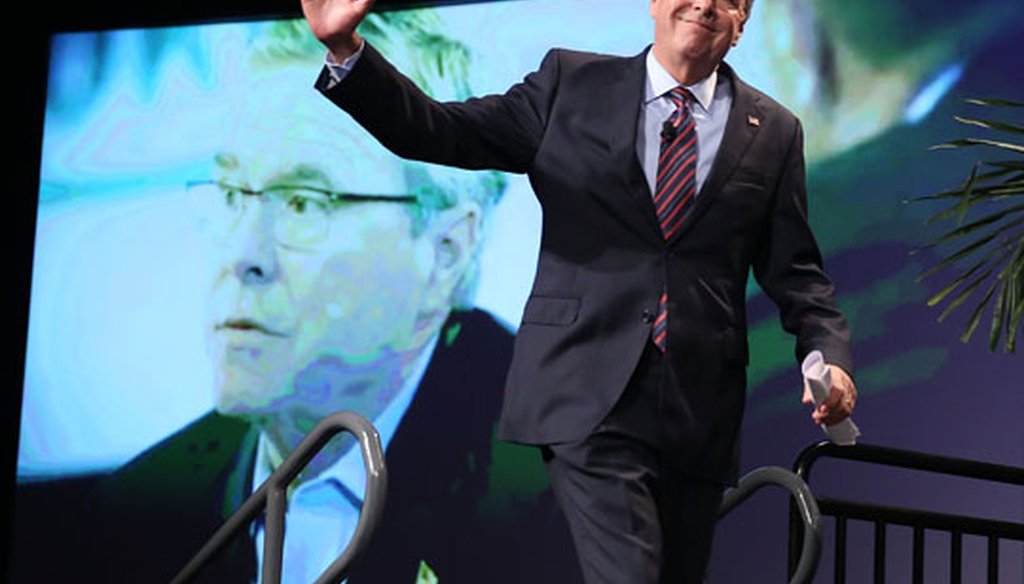 Former Gov. Jeb Bush takes the stage for a speech at Gov. Rick Scott's Economic Growth Summit on June 2, 2015, in Orlando. (Getty)