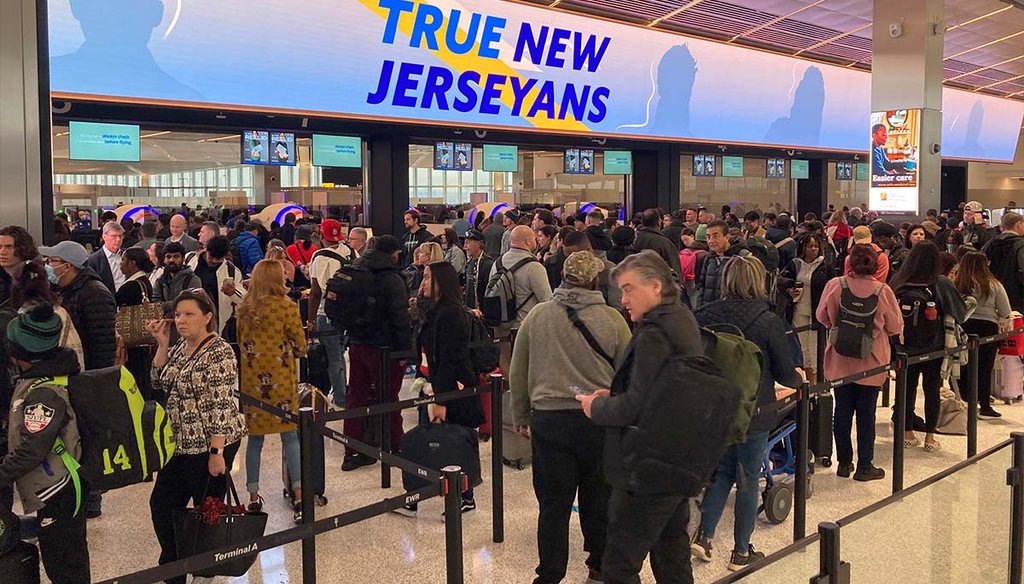People go through ticketing and security to board planes Jan. 12, 2023, at the newly opened $2.7 billion Terminal A at Newark Liberty International Airport in Elizabeth, N.J. (AP)