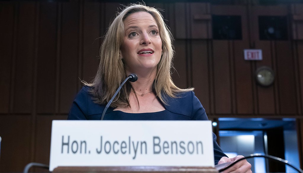 Michigan Secretary of State Jocelyn Benson,  testifies Aug. 3, 2022, at the Capitol in Washington, D.C. (AP)