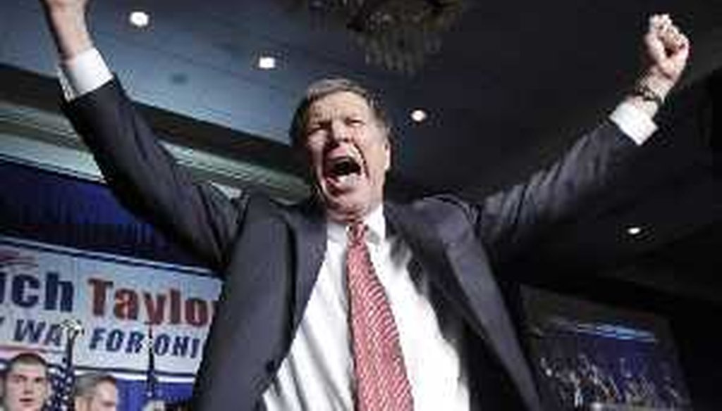 Republican John Kasich celebrates election results that confirm his victory.