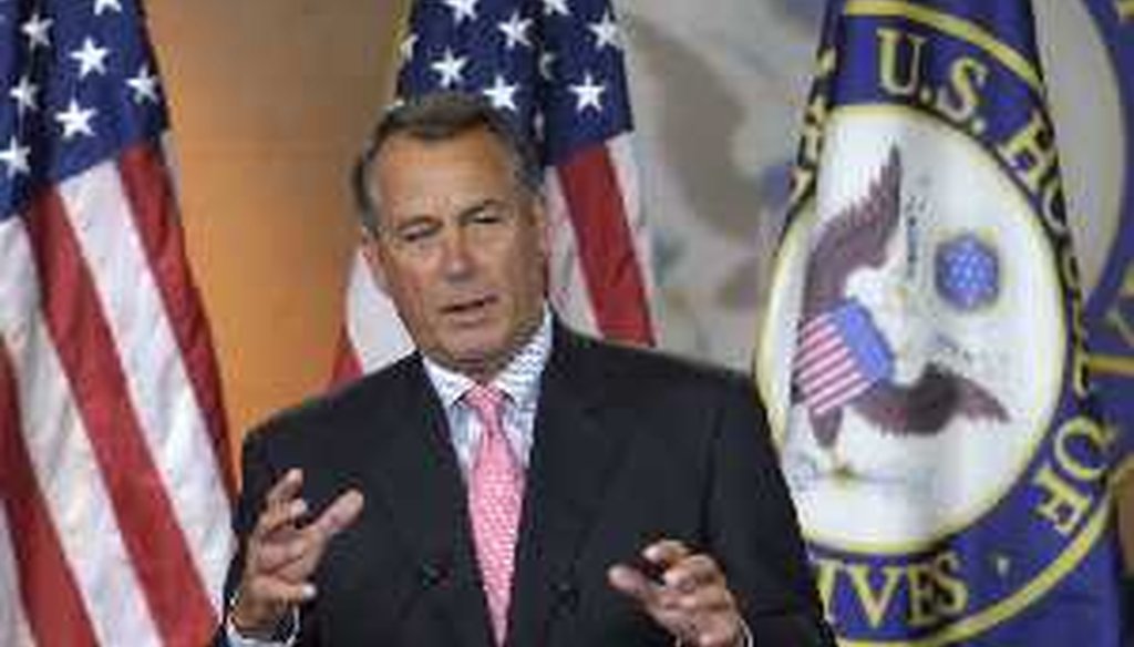 House Speaker John Boehner of Ohio gestures during a news conference Dec. 1, 2011, on Capitol Hill in Washington.