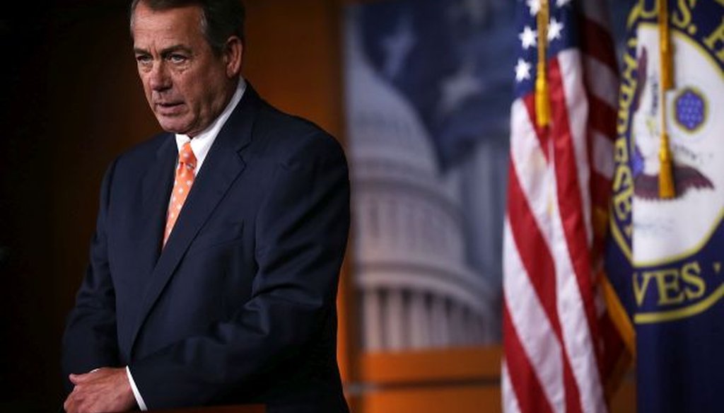 House Speaker John Boehner addresses the media during a weekly news conference on July 16, 2015, at the Capitol. (Getty)