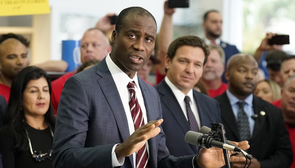 Florida Surgeon General Dr. Joseph Ladapo speaks to reporters Nov. 18, 2021, in Brandon, Fla. (AP)