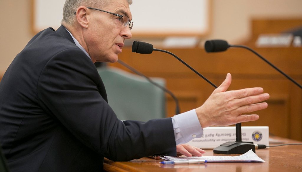 Steve McCraw, Director of the Texas Department of Public Safety, speaks about border security at a House Appropriations hearing at the state Capitol in 2018. JAY JANNER / AMERICAN-STATESMAN