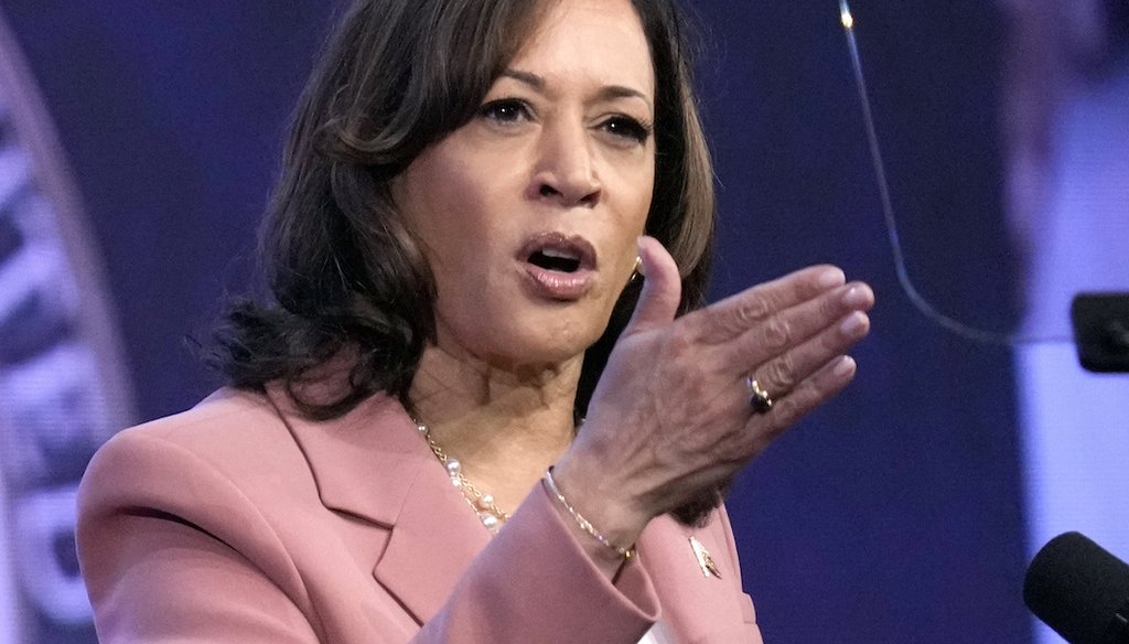 Vice President Kamala Harris speaks at the UnidosUS 2023 Annual Conference in Chicago on July 24, 2023. (AP)