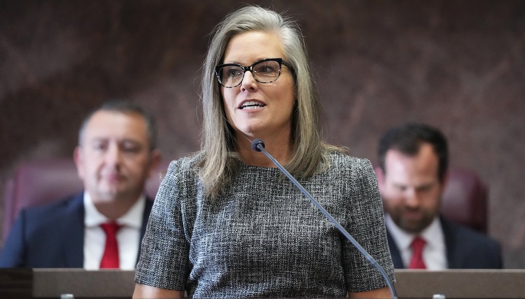 Arizona Democratic Gov. Katie Hobbs delivers her State of the State address in Phoenix, Jan. 9, 2023. (AP)
