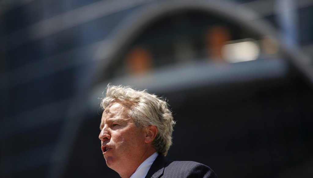 Chris Kennedy speaks at a ribbon cutting ceremony for the new Wolf Point development on June 15 2016 in Chicago, Ill. (Jose M. Osorio/Chicago Tribune/TNS via Getty Images)