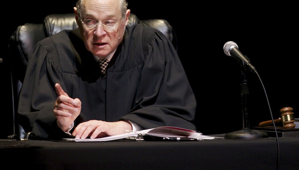 U.S. Supreme Court Justice Anthony Kennedy presides over a representation of "The Trial of Hamlet" at the Shakespeare Center of Los Angeles.