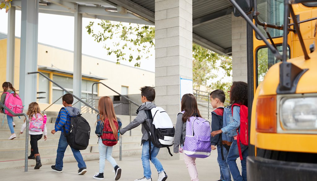Elementary students showing up for school. (Shutterstock)