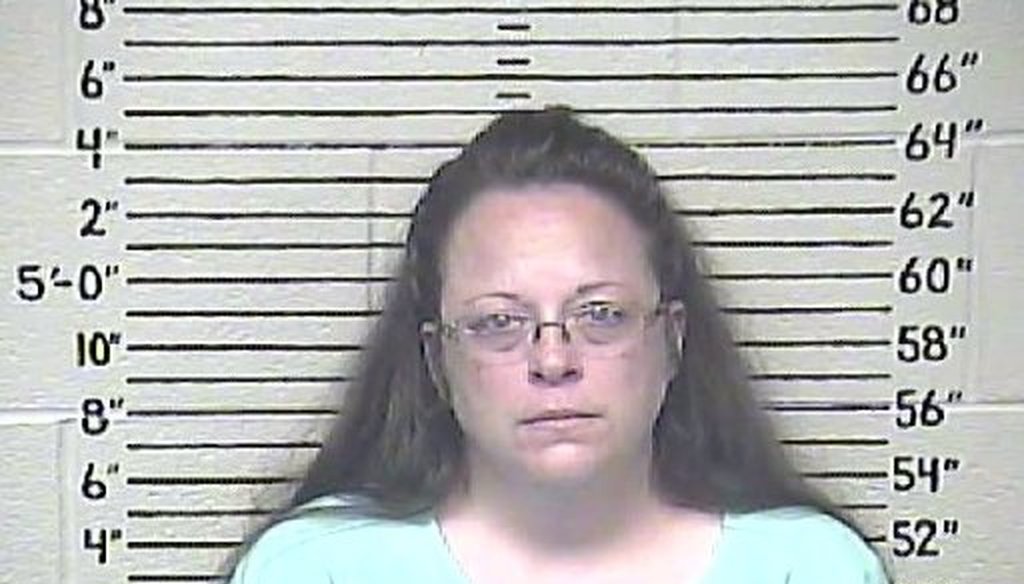 Rowan County, Ken., clerk Kim Davis was held in contempt of court on Aug. 3, 2015, for refusing to issue marriage licenses to same-sex couples. (AP photo)