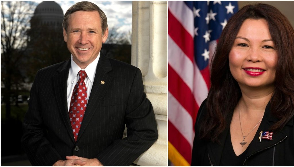 Incumbent Sen. Mark Kirk and Democratic opponent Rep. Tammy Duckworth.