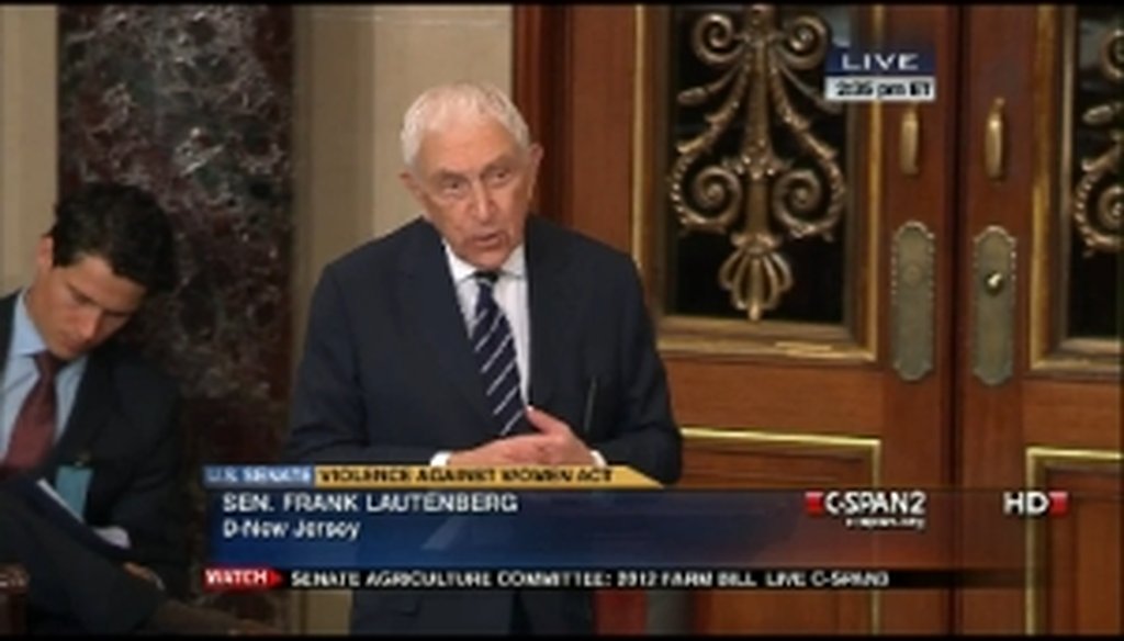 U.S. Sen. Frank Lautenberg speaks on the Senate floor on April 26.