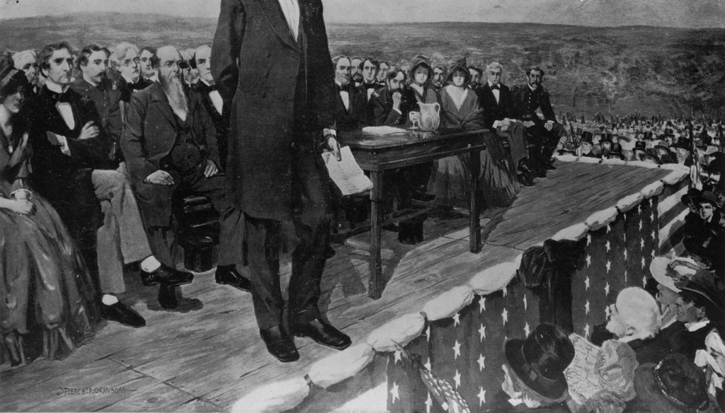 Abraham Lincoln at Gettysburg.