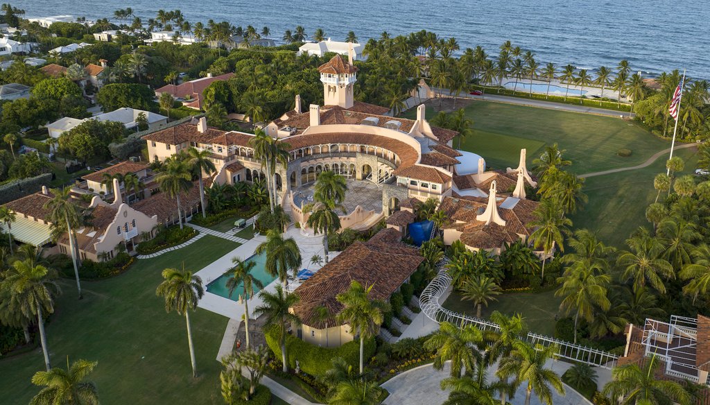 This is an aerial view of President Donald Trump's Mar-a-Lago estate on Aug. 10, 2022, in Palm Beach, Fla. (AP Photo/Steve Helber)