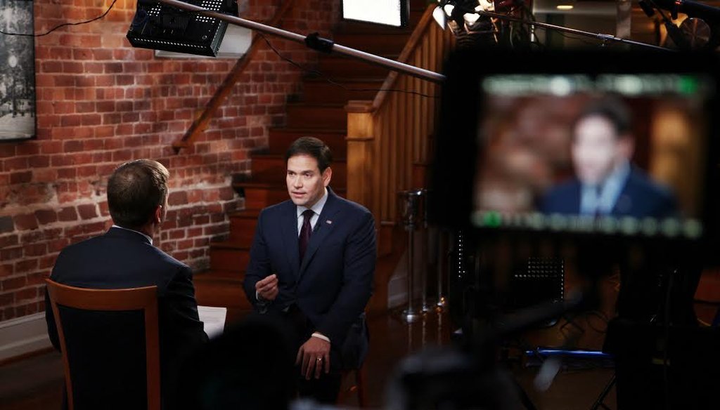 Sen. Marco Rubio, R-Fla., sits down with NBC's Chuck Todd in an interview that aired Dec. 13, 2015, on "Meet the Press." (NBC News)
