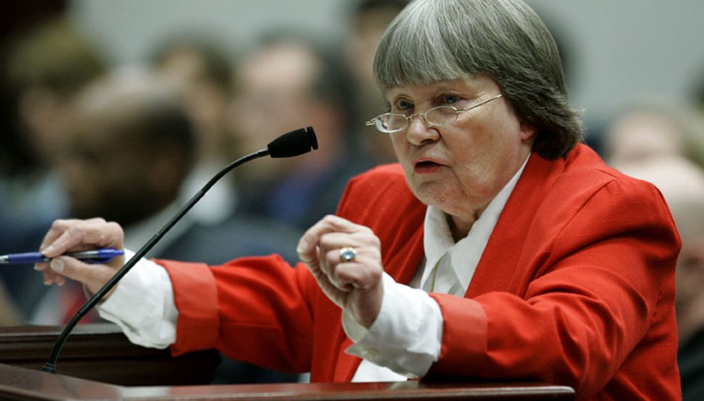 Marion Hammer, a lobbyist for the National Rifle Association, speaks in favor of gun legislation in Tallahassee in 2007. (AP photo)