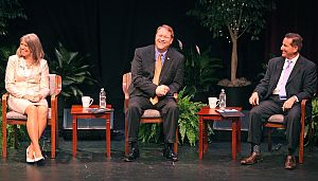 From left, Kathleen Ford, Bill Foster and Rick Kriseman debated Aug. 6 at the Tampa Bay Times/Bay News 9 mayoral forum.