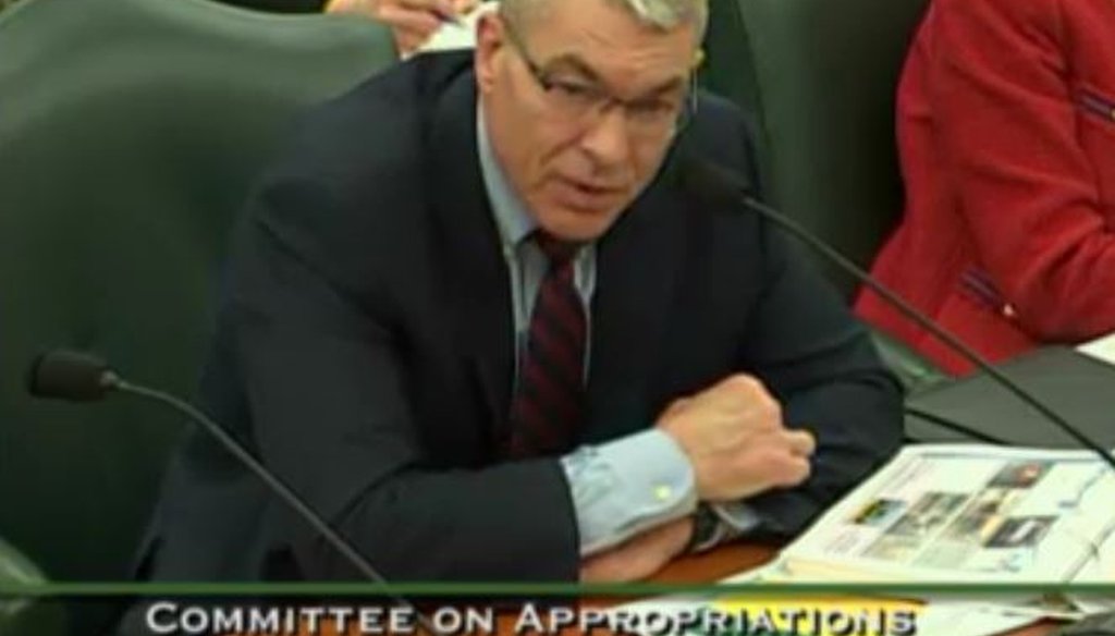 Steve McCraw, director of the Texas Department of Public Safety, makes a claim about the term "illegal aliens" at an April 18, 2018, Texas House committee hearing (screen grab, Texas House video).