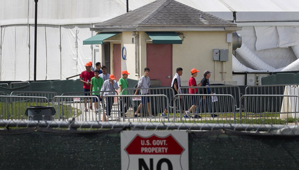 Young people walk the grounds of the Homestead Temporary Shelter for Unaccompanied Children July 15, 2019 in Homestead, Fla. (Getty Images)