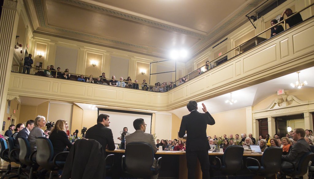 Burlington Mayor Miro Weinberger speaks to the city council on April 1, 2019. Photo by Glenn Russell/VTDigger