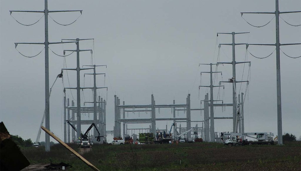 Electric substation and transmission towers for Racine Foxconn are seen June 19, 2019, in Mount Pleasant, Wis. (Shutterstock)