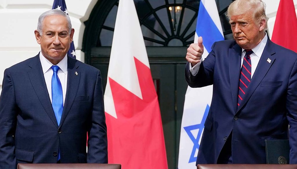 Then-President Donald Trump and Israeli Prime Minister Benjamin Netanyahu attend the Abraham Accords signing ceremony Sept. 15, 2020, at the White House. (AP)