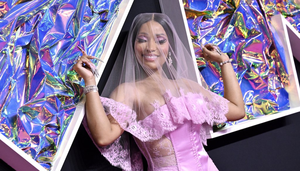 Nicki Minaj arrives at the MTV Video Music Awards Sept. 12, 2023, at the Prudential Center in Newark, N.J. (AP)