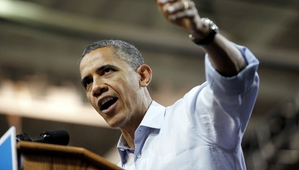 Barack Obama speaks to a crowd of supporters during his campaign stop in Richmond on Saturday.