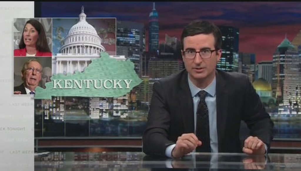 John Oliver poked fun at the Kentucky Senate race during his new show "Last Week Tonight" on May 11, 2014.