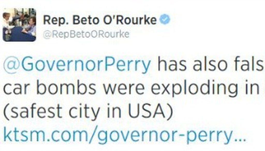 On Aug. 21, El Paso U.S. Rep. Beto O'Rourke said Rick Perry falsely said bombs were going off in El Paso. Which reminded us...