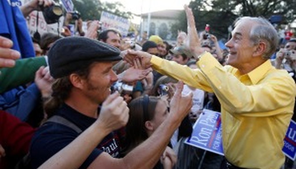 U.S. Rep. Ron Paul greets supporters during his 2008 presidential run.