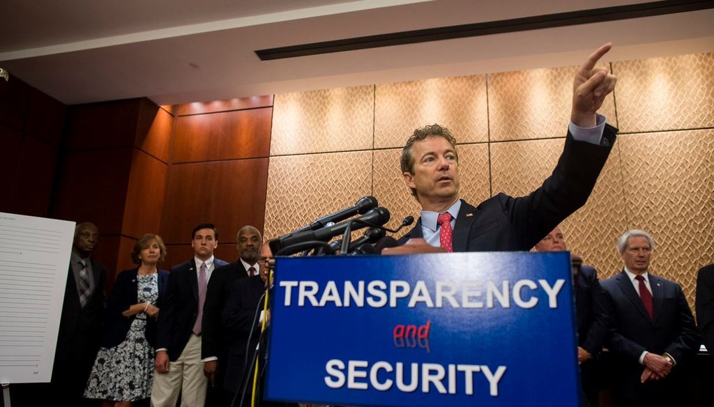 Sen. Rand Paul, R-Ky., during a news conference at the Capitol in Washington, June 2, 2015. (Zach Gibson/The New York Times)