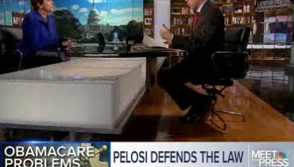 U.S. Rep. Nancy Pelosi, D-Calif., defended the health care law on Sunday's "Meet the Press."