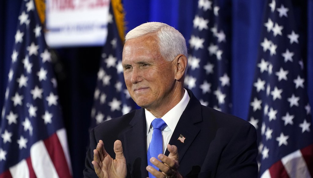 Republican presidential candidate Mike Pence speaks June 7, 2023, at a campaign event in Ankeny, Iowa. (AP)