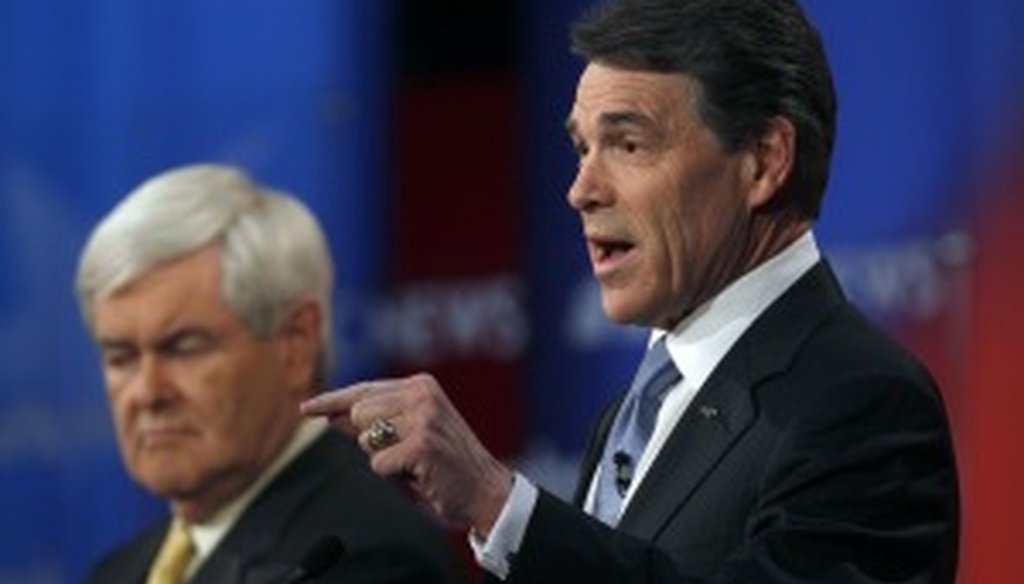 Texas Gov. Rick Perry was on stage twice over the weekend with the other Republican presidential candidates.