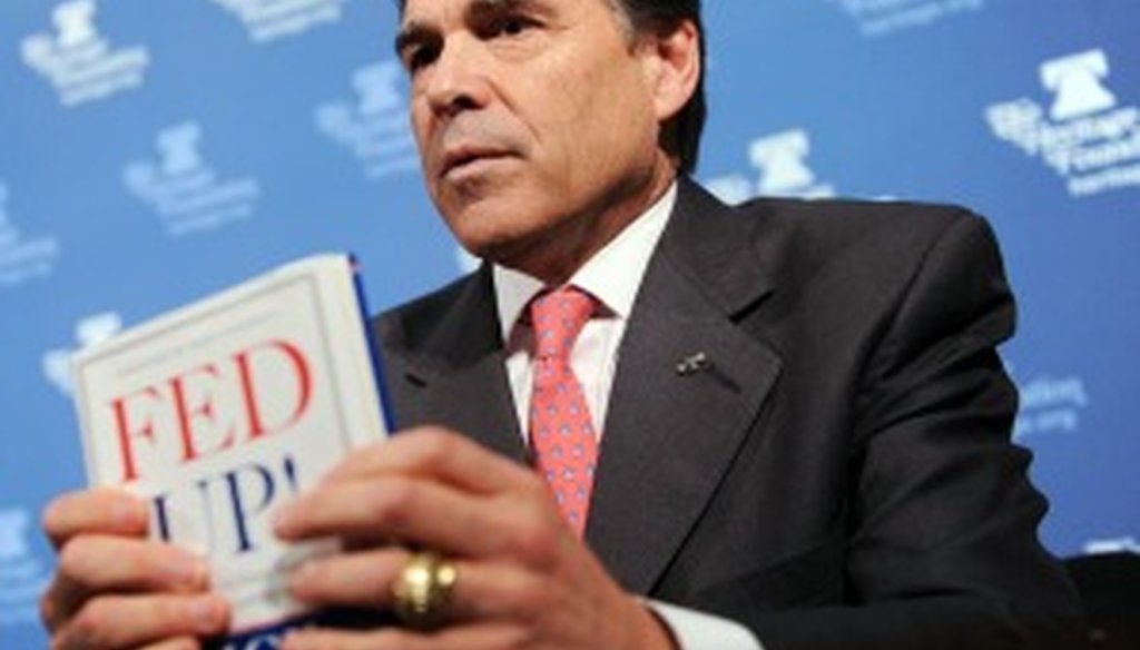 Gov. Rick Perry stands by his book, "Fed Up!"