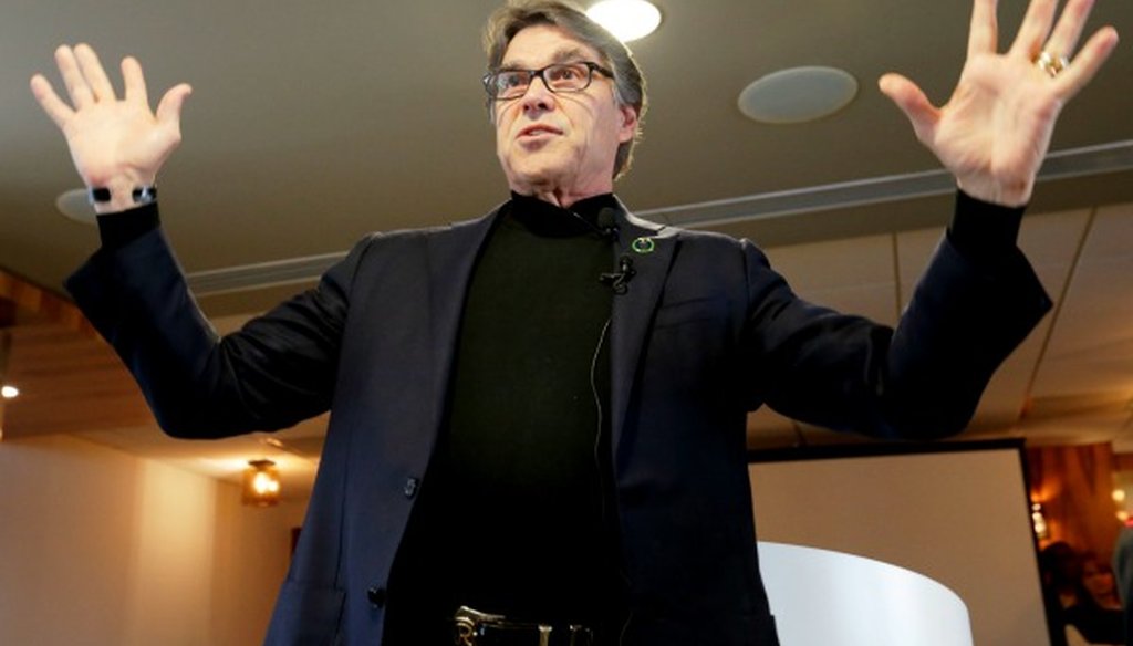 Rick Perry says his quotation of Donald Trump's expectations can't be overrun by a PolitiFact fact check. He's right (PHOTO, L.M. Otero, the Associated Press, April 2017).