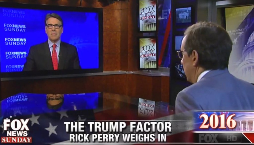 Former Texas Gov. Rick Perry discusses Donald Trump's candidacy ahead of the Aug. 6, 2015, GOP debate on "Fox News Sunday" with Chris Wallace. 